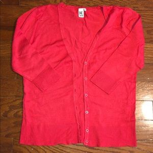 Bright Red Three-Quarter Sleeve Cardigan